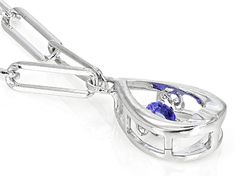 0.27ct Round Tanzanite Rhodium Over Sterling Silver Dancing Paper Clip Necklace. Measures Approximately 0.67"W. Lobster clasp with 2"extender. Silver Teardrop Pendant Jewelry With Prong Setting, Silver Jewelry With Prong Setting And Teardrop Pendant, Silver Diamond Jewelry With Bail, Anniversary Link Jewelry With Brilliant Cut, Paper Clip Necklace, Paper Clip, Lobster Clasp, Dancing, Engagement Rings