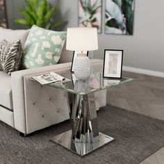 a living room scene with focus on the coffee table