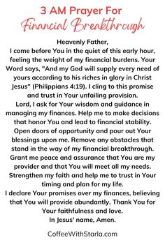 a prayer with the words 3 am prayer for financial predeitrughs