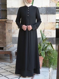 Formal Fitted Abaya For Eid, Fitted Formal Abaya For Eid, Elegant Long Abaya With Button Closure, Traditional Long Sleeve Dress With Buttons, Traditional Long Sleeve Buttoned Dresses, Elegant Fitted Maxi Dress For Ceremonial Occasions, Elegant Long Maxi Dress With Button Closure, Traditional Full Length Formal Dress, Traditional Formal Dress With Stand Collar