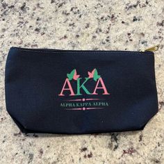 Aka Zipper Pouch Alpha Kappa Alpha, Cosmetic Bags, Zipper Pouch, Cosmetic Bag, Black Pink, Bag Lady, Pouch, Zipper, Pink