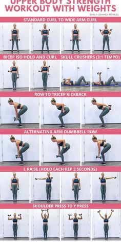 a poster showing how to do an upper body strength workout