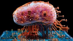 a close up of a computer circuit board with a jellyfish on it's side