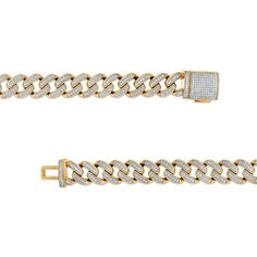 Make a confident statement of style with the 1-7/8 cts. t.w. of diamonds in this 10K gold curb chain bracelet for men. Fashioned in warm 10K gold Each curb link along the chain shines with two rows of diamonds. Captivating with 1-7/8 cts. t.w. of diamonds This 8.5-inch bracelet secures with a lobster claw clasp. Luxury Diamond Bracelet With Gold Chain, White Gold Cuban Link Bracelet With Solid Links, White Gold Cuban Link Bracelet, Gold Cuban Link Diamond Bracelet, Gold Cuban Link Tennis Bracelet With Diamond Accents, Luxury Diamond Bracelet With Curb Chain, Luxury Diamond Curb Chain Bracelets, Gold Tennis Bracelet With Diamond Accents And Cuban Link, Luxury Yellow Gold Diamond Bracelet With Curb Chain