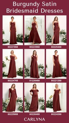 the bridesmaid dresses are all different colors and sizes