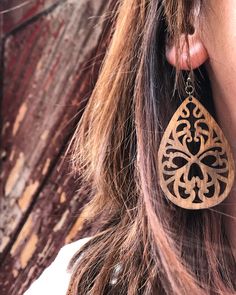 Beautiful bohemian wood earrings Bohemian Brown Earrings As Gift, Bohemian Brown Earrings For Gift, Bohemian Teardrop Pierced Earrings, Bohemian Teardrop Chandelier Earrings For Pierced Ears, Traditional Brown Teardrop Jewelry, Bohemian Teardrop Earrings With Matching Pair, Pierced Bohemian Teardrop Earrings For Gifts, Handmade Brown Bohemian Teardrop Earrings, Bohemian Brown Pierced Earrings