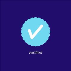 a blue button with the word verified on it and a check mark in the center