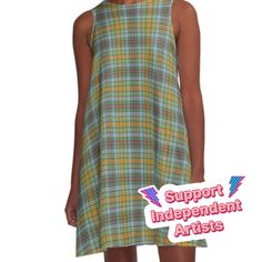 Loose-fit, mid-length sleeveless dress with silky handfeel. Printed on both sides. Machine washable. Size range XS-2XL. The O'Brien clan tartan is a classic plaid pattern green and orange, with bright yellow, light blue, and red accents. O'Brien and Brien families are found in County Clare, Cork, Dublin, Kilkenny, Limerick, Meath, Tipperary, Waterford, Wexford, and Wicklow censuses; they are some of the most common surnames of people with Irish heritage in North America. Summer A-line Plaid Dress, Casual Plaid A-line Dress, Casual A-line Plaid Dress, Sleeveless Plaid Dress For Spring, Fitted Sleeveless Plaid Casual Dress, Fitted Sleeveless Plaid Sundress, Casual Fitted Sleeveless Plaid Dress, Sleeveless Plaid Dress For Daywear, Sleeveless Fitted Plaid Dress For Daywear