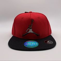 Nike Air Jordan Red Black Snapback Cap Hat Boys Size 8/20 Youth Chrome Logo Casual Red Fitted Hat With Flat Brim, Nike Casual Snapback Hat For Baseball Season, Nike Casual Baseball Cap, Casual Nike Snapback For Baseball Season, Nike Casual Fitted Baseball Cap, Red Snapback Hat For Streetwear, Red Snapback Fitted Hat, Red Snapback Casual Fitted Hat, Casual Red Snapback Hat With Flat Bill