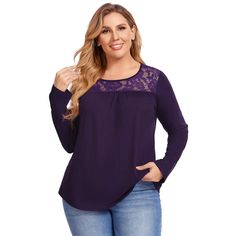 Elevate your wardrobe with the WhizMax Women's Plus Size Lace Pleated Shirt. This elegant blouse combines style and comfort, perfect for any casual or summer occasion.

- **Material:** High-quality blend of polyester and spandex
- **Color:** Captivating purple
- **Size:** Available in 5XL
- **Design:** Features a round neck, short sleeves, and a loose, flowing silhouette with delicate lace and pleated details
- **Gender:** Female
- **Age Group:** Adult

Ideal for those who value both fashion and Casual Lace Top Blouse For Fall, Purple Stretch Casual Blouse, Casual Stretch Purple Blouse, Blouse Summer, Tunic Tops Casual, Plus Size Lace, Pleated Shirt, Casual Tunics, Elegant Blouses