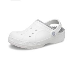 Crocs Ralen Lined Clog White/Light Grey White Round Toe Clogs For Winter, White Comfortable Synthetic Clogs, White Breathable Sports Clogs, White Non-slip Round Toe Clogs, White Closed Toe Clogs With Cushioned Footbed, White Breathable Clogs For Outdoor, Breathable White Clogs For Outdoor, Comfortable White Winter Clogs, Outdoor White Breathable Clogs