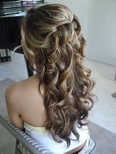 PROM HAIR IDEAS FOR A STRAPLESS DRESS. on The Hunt Simple Bridal Hairstyle, Curly Bridal Hair, Wedding Hairstyles And Makeup, Popular Hairstyles, Wedding Hair And Makeup, Long Curly, Great Hair