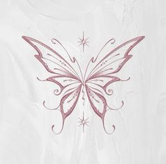 a drawing of a pink butterfly on white paper