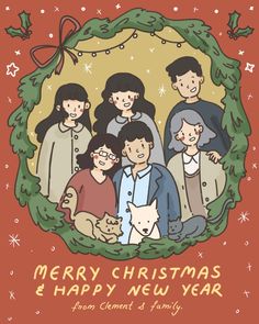 a family christmas card with the words merry christmas, happy new year