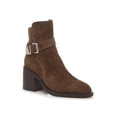 Steve Madden-Malenia Bootie Look stylish in suede! The Malenia booties from Steve Madden feature a classic short shaft silhouette. Complemented by a trendy stacked heel, a strappy accent around the ankle, and a silvertone buckle detail to elevate your looks throughout the season. Click here for Boot Measuring Guide. Suede Booties Outfit, Brown Suede Boots, Koolaburra By Ugg, Brown Booties, Hush Puppies, Look Stylish, Brown Suede, Suede Boots, Stacked Heel