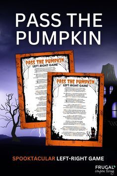 two halloween games with pumpkins on them and the words pass the pumpkin