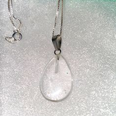 Lovely Pure Quartz Sterling Silver Necklace. Necklace Measures 18”. Pendant Is 1” And Natural Quartz. Comes With Gift Box. Sterling Silver Teardrop Pendant Crystal Necklace Gift, Sterling Silver Teardrop Pendant Crystal Necklace, Sterling Silver Teardrop Crystal Necklace As Gift, Sterling Silver Teardrop Clear Jewelry, Minimalist Teardrop Crystal Necklaces For Jewelry Making, Silver Water Drop Necklace For Gift, Hypoallergenic Sterling Silver Teardrop Pendant Necklace, Clear Teardrop Sterling Silver Jewelry, Everyday White Drop Necklaces