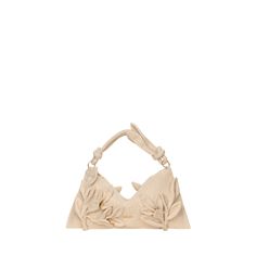 Cult Gaia "Hera" canvas cotton and leather shoulder bag with floral appliqué Knot shoulder strap  Zip top closure  Approx. 7.5"H x 14"W x 4"D Imported Beige Bags With Braided Handles, Beige Bag With Braided Handles For Fashion, Cult Gaia Bag, Timeless Bags, Flower Embellishments, The Cult, Cult Gaia, Mini Shoulder Bag, Canvas Shoulder Bag