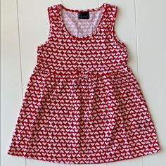 Hearts All Over Dress. New !!! Bundle And Save!!! Casual Red Strawberry Print Dress, Casual Red Heart Print Dress, Red Heart Print Dress For Spring, Casual Sleeveless Heart Print Dress, Red Sleeveless Dress With Heart Print, White Cotton Dress With Heart Print, Red Heart Print Summer Dress, Red Cotton Dress For Play, Playful Red Dresses For Play