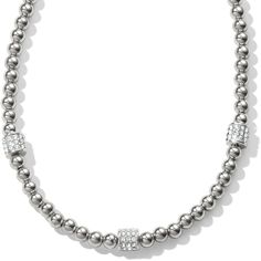 An instant classic, this silver beaded necklace offers the refinement of the Meridian Collection motif for a fine jewelry feel. Collection: Meridian Style #: JM188B Petite Necklace, Silver Beaded Necklace, Swarovski Beads, Silver Bead Necklace, Brighton Jewelry, Handbag Charms, Station Necklace, Mom Necklace, Short Necklace