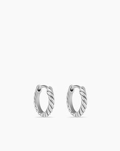 David Yurman | Sculpted Cable Huggie Hoop Earrings in Sterling Silver, 10.7mm David Yurman Hoop Earrings, Silver Huggies, David Yurman Earrings, Floral Shoes, Rare Gemstones, Earring Patterns, Pencil Eyeliner, Huggie Hoop Earrings, High Jewelry