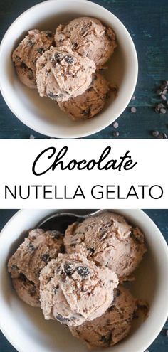 two bowls filled with chocolate nutella gelato