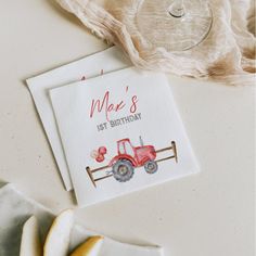 These adorable, farm-inspired napkins, featuring a lively red tractor leading a parade of vibrant balloons, are more than just charming—they're incredibly versatile. Use them to add a rustic touch to your buffet table, as delightful napkin holders, or as eye-catching table accents. These napkins are a must-have for your upcoming tractor-themed celebration, promising to infuse your event with joy, excitement, and that unmistakable countryside charm! Red Tractor Birthday, Table Accents, Tractor Birthday, Green Tractors, Birthday Napkins, Red Tractor, Napkin Holders, Theme Birthday, Party Napkins