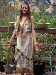 upcycled redesigned clothing Bohemian Fitted Slip Dress For Spring, Spring Bohemian Fitted Slip Dress, Spring Festival Fairycore Dress, Summer Fairycore Festival Dress, Bohemian Upcycled Dress, Bohemian Upcycled Spring Dress, Spring Bohemian Upcycled Dress, Upcycled Ideas, Vintage Scarves