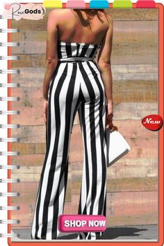 Stripe Print Hang Neck Jumpsuit with Belt Striped Jumpsuits And Rompers For Party, Chic Striped Fitted Bodysuit, Chic Fitted Striped Bodysuit, Trendy Striped Jumpsuits And Rompers For Summer, Fitted High Waist Jumpsuits And Rompers For Beach, Fitted High-waist Jumpsuits And Rompers For The Beach, Fitted Strapless One-piece Jumpsuit For Summer, Chic Striped Summer Jumpsuits And Rompers, Chic Striped Jumpsuits And Rompers For Summer