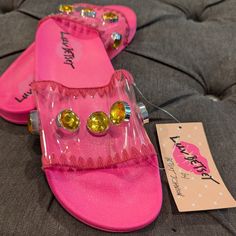 Betsey Johnson Pink Rhinestone Slides 9 Adorable Never Worn With Tags Slides Pink Adjustable Sandals With Rhinestones, Adjustable Pink Sandals With Rhinestones, Trendy Pink Sandals With Rhinestones, Rhinestone Slides, Pink Slides, Betsey Johnson Shoes, Pink Rhinestones, Betsey Johnson, Women's Shoes Sandals