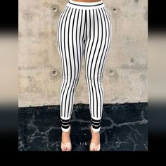 Shein Sxy Striped Print Skinny Pants Size: S Stripe Pants Outfit, Shein Pants, Pants Color, Striped Pants, Pants Outfit, Stripe Print, Pant Jumpsuit, Pants For Women, Black White