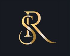 the letter s and r in gold on a black background