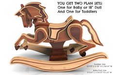 the wooden toy horse is ready to be made into a child's rocking chair