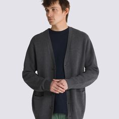 Warm things up with the Emmett Cardigan, a classic v-neck cardigan featuring a full button front, front welt pockets, and a loose fit for that extra extra cozy feel. 60% Cotton, 40% Polyester fabric V-neck cardigan Front welt pockets Loose fit | Vans Emmett Cardigan Men's XS Gray V-neck Outerwear With Pockets, Solid Color V-neck Cardigan For Everyday, Classic V-neck Outerwear With Pockets, Knit V-neck Sweater Coat With Pockets, Casual V-neck Outerwear For Everyday, Everyday Solid V-neck Cardigan, Everyday V-neck Cardigan, Everyday Solid Color V-neck Cardigan, Cozy V-neck Outerwear For Everyday