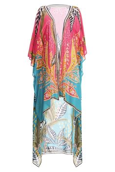 Dara Lula Kimono Cover Up - Sole Notte Vacation Tunic Cover-up, Long Tunic For Beach Season, Bohemian Tunic For Day Out, Summer Tunic Cover-up, Beach Tunic Dress For Day Out, Long Beachwear Tunic For Vacation, Long Summer Tunic For Beach Season, Long Cover-up For Day Out, Pink Open Front Cover-up For Vacation