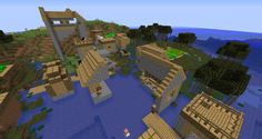 an image of a minecraft village in the water