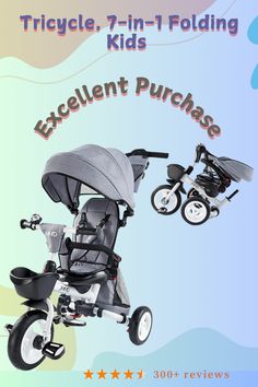 the tricycle 7 - in - 1 folding kids's pushchai is shown