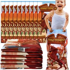 PRICES MAY VARY. Cowboy Party Supplies: this horse bag for sack race game comes with 10 pieces, creating wild western party atmosphere in your backyard, and everyone can be involved in the west rodeo atmosphere Horse Party Favors Style: these horse plastic bags are designed mainly western cowboy pattern, some words which say horse express; Cowboy rodeo treat bags can catch the attention of both children and adults, cater to the interests of children Wide Applications: this outdoor lawn games set Rodeo Games, Potato Sack Race, Horse Party Decorations, Horse Party Favors, Cowboy Party Decorations, Western Decorations, Potato Sack Races, Cowboy Pattern, Sack Race