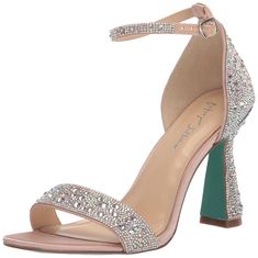 PRICES MAY VARY. Betsey Johnson Women's heeled dress sandal All over embellishment details Approximately 3.75" flared heel Adjustable ankle buckle closure Heels Rhinestone, Heels With Ankle Strap, Blue By Betsey Johnson, Embellishment Details, Women Footwear, Rhinestone Heels, Sparkle And Shine, Heeled Sandal, Ankle Strap Heels