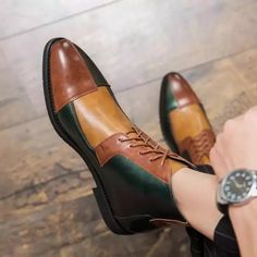 Men Multicolor Leather Patched Ankle Boots, Leather Ankle Boots | eBay Long Shoes, Ankle Boots Leather, Boots Leather, Leather Patches, Leather Ankle Boots, Make Sure, Buffalo, Dress Shoes Men, Dress Shoes