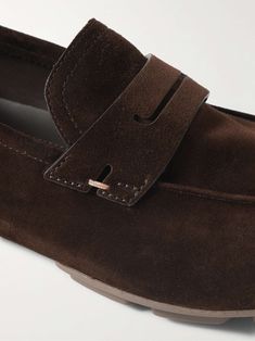 Shop BERLUTI Suede Loafers, Explore the latest in-season BERLUTI collection today on MR PORTER Brown Low-top Loafers With Brogue Detailing, Luxury Brogue Detail Men's Loafers, Luxury Brown Brogue Loafers, Semi-formal Suede Loafers With Brogue Detailing, Berluti Shoes, Mens Suede Loafers, Luxury Brown Masculine Loafers, Brown Shades, Mr Porter