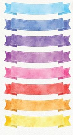 watercolor ribbons with different colors on them