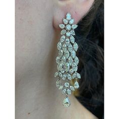 Absolutely stunning vintage high jewelry chandelier earrings, with a very Harry Winston look. Approximately 15.80 carats of pear, marquise and round brilliant diamonds. Approximately H/I color grade and VS clarity grade. White gold, 19.53 grams, 2.5in.  Accommodated with an up-to-date digital appraisal by a GIA G.G. once purchased, upon request. Please contact us with any questions. Red Chandelier, Diamond Chandelier Earrings, Diamond Chandelier, Silver Chandelier Earrings, Gold Chandelier Earrings, Silver Chandelier, Art Deco Chandelier, Metal Chandelier, Harry Winston