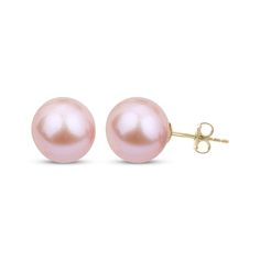 You'll always be pretty in pink with this playful take on classic pearl stud earrings. 14K yellow gold Each earring features a lustrous 7.5 x 8mm pink freshwater cultured pearl Friction backs Classic Pink Pear Shaped Jewelry, Classic Pink Pear-shaped Jewelry, Classic Pink Pearl Drop Earrings, Classic Pink Pearl Drop Jewelry, Pink Round Pearl Earrings For Formal Occasions, Pink Round Pearl Earrings For Formal Events, Classic Pink Earrings For Anniversary, Classic Pink Akoya Pearl Jewelry, Classic Rose Gold Hypoallergenic Pearl Earrings