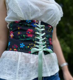 🌸This corset belt underbust сan be worn over a blouse, skirt or dress. Wide corset belt perfect for holidays, cosplay, renaissance. 🌸Heigh: 13 cm. 🌸Please measure your waist and I'll make your pretty corset. 🌸The corset is made with quality products. 🌸If you have any question, please feel free to text me. Fitted Corset With Belt For Cosplay, Fitted Festival Corset With Belt, Fitted Corset Belt For Costume, Spring Festival Corset Belt, Underbust Corset Belt For Costume, Vintage Corset Belt With Corset Back For Costume Party, Vintage Underbust Corset Dress For Festival, Festival Fitted Overbust Corset Belt, Fitted Overbust Corset Belt For Festivals