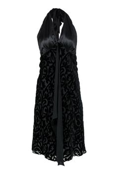 Current Boutique-Nicole Miller - Black Velvet Printed Sleeveless Halter Midi Dress Sz 2 High Stilettos, Velvet Design, Halter Midi Dress, Bohemian Design, Halter Style, Nicole Miller, Evening Wear, Cocktail Party