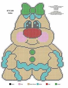 a cross stitch teddy bear with different colors