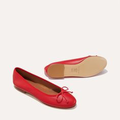 The Demi - Scarlet Nappa – Margaux Casual Leather Shoes With Almond Toe For Galas, Leather Ballet Flats With Red Sole And Almond Toe, Elegant Leather Ballet Flats With Red Sole, Chic Leather Flats With Red Sole, Casual Leather Shoes With Red Sole And Flat Heel, Casual Leather Shoes With Red Sole, Classic Flats For Spring Galas, Classic Spring Flats For Galas, Casual Flat Heel Leather Shoes For Galas