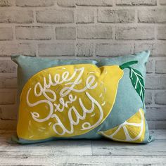 Nwt, Blue, Embroidered, Velvety Lemon Motif, 3d Print, “Squeeze The Day”. 100% Polyester Cover& Fill, Hand Wash. West Elm Pillows, Squeeze The Day, Ghost Pillow, Pink Mermaid, Purple Halloween, White Shabby Chic, Outdoor Pillow Covers, Indoor Outdoor Pillows, Geometric Pillow