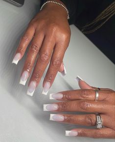 Milky White French Tip Nails Acrylic, White Base French Tip Nails, Marshmallow French Nails, White Frosted Nails, Milk White French Tip Nails, French Square Acrylic Nails, White On White French Tip, White On White French Tip Nails